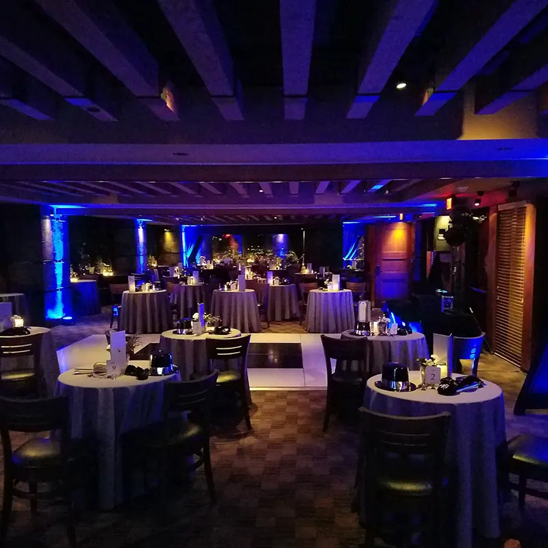 Up-lighting transforming a wedding venue