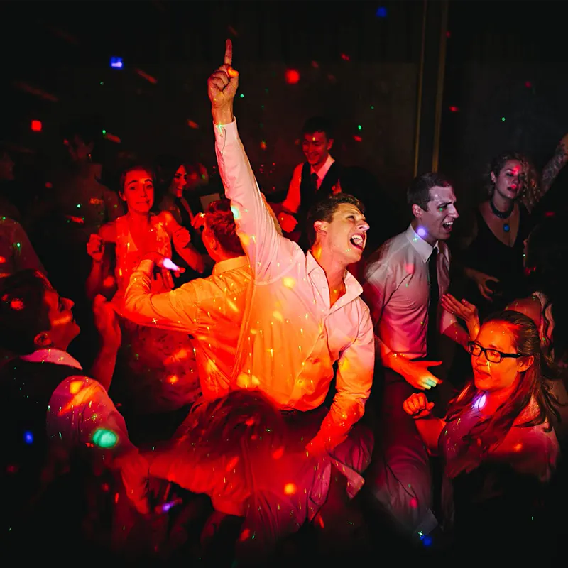 Dance floor lighting at a wedding reception